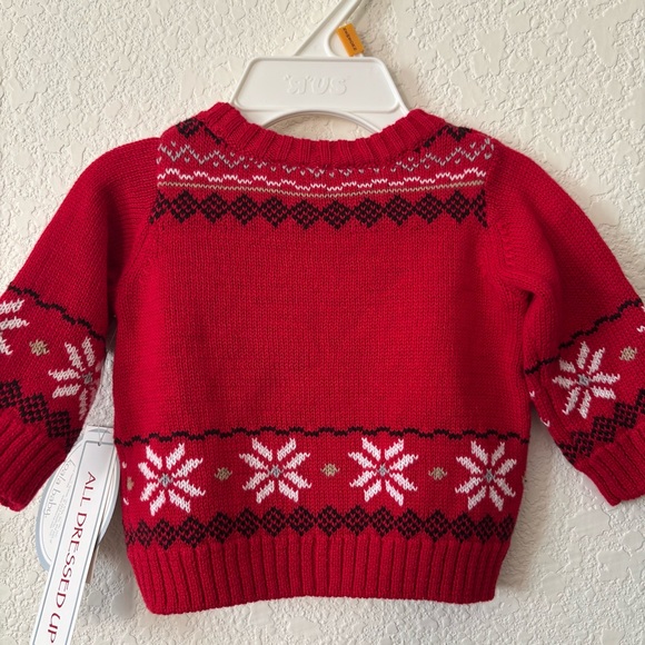Koala Baby Red Christmas Holiday Reindeer Fair Isle Knit Sweater Size Newborn - Picture 8 of 13